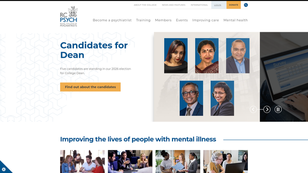 Screenshot of the The Royal College Of Psychiatrists website