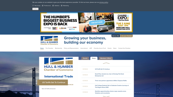 Screenshot of the Henry Samman's Hull Chamber Of Commerce Endowment Fund website
