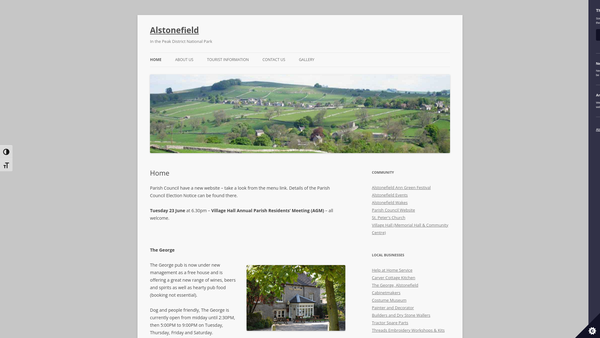 Screenshot of the Alstonefield Village Hall Committee website