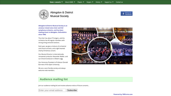 Screenshot of the Abingdon And District Musical Society website