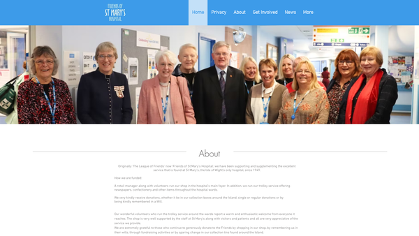 Screenshot of the Friends Of St Mary's Hospital website