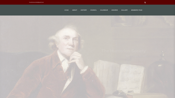 Screenshot of the The Hunterian Society website