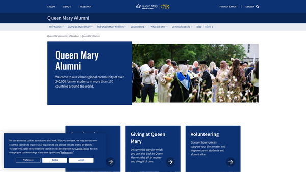 Screenshot of the Barts And The London Alumni Association Benevolent Fund website