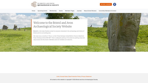 Screenshot of the Bristol And Avon Archaeological Society website
