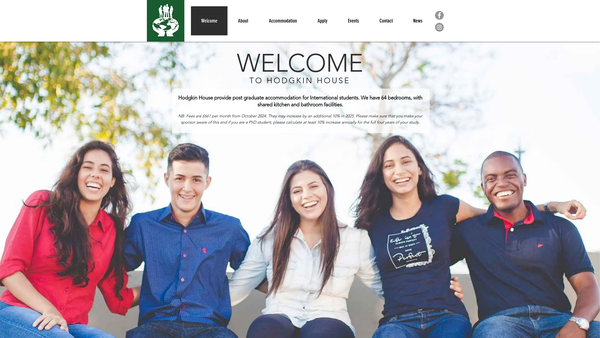 Screenshot of the Hodgkin House Limited website