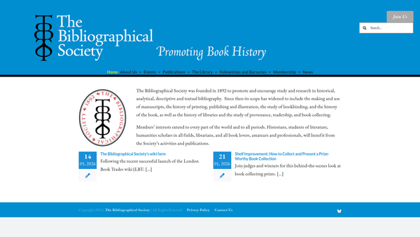 Screenshot of the The Bibliographical Society website