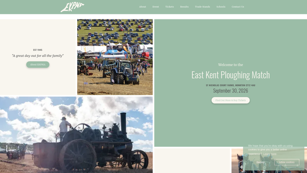 Screenshot of the East Kent Ploughing Match Association website