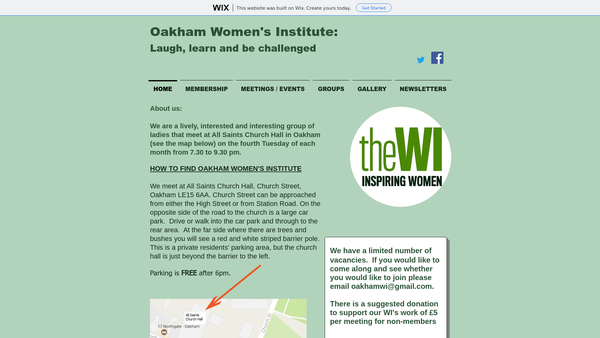 Screenshot of the Women's Institute - Oakham website