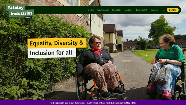 Screenshot of the Yateley Industries For The Disabled Limited website