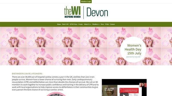 Screenshot of the The Devon Federation Of Women's Institutes website