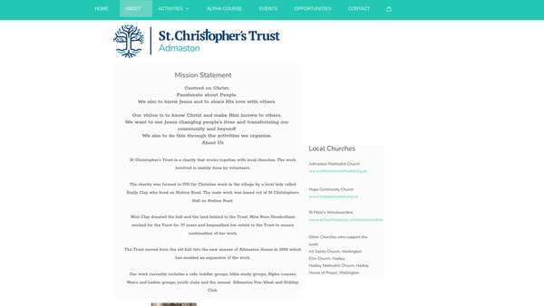 Screenshot of the St Christopher's Hall Trust website