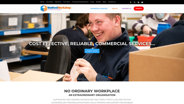 Screenshot of the Watford Sheltered Workshop Limited website