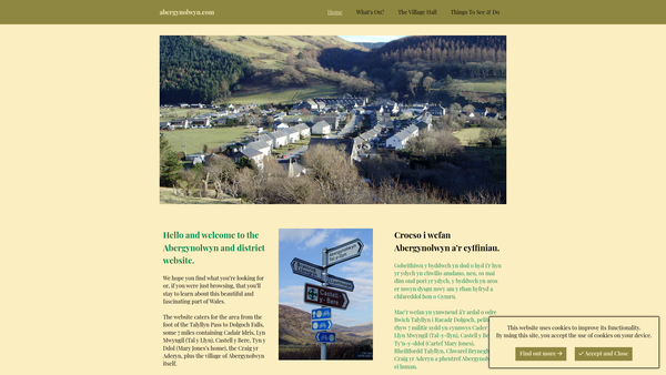 Screenshot of the Y Ganolfan Gymunedol Abergynolwyn website