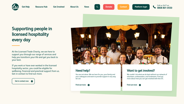 Screenshot of the The Licensed Trade Charity website