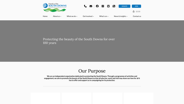 Screenshot of the Friends Of The South Downs website