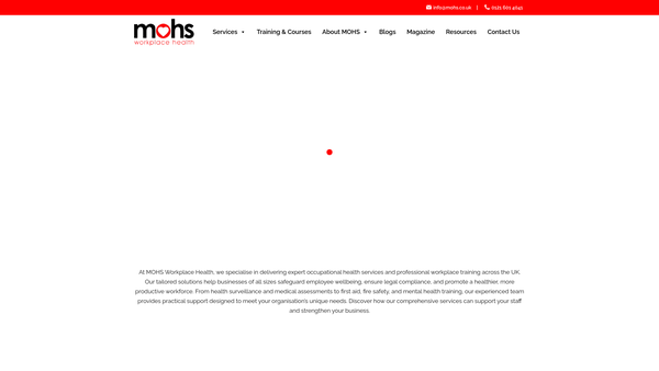 Screenshot of the Mohs Workplace Health Limited website