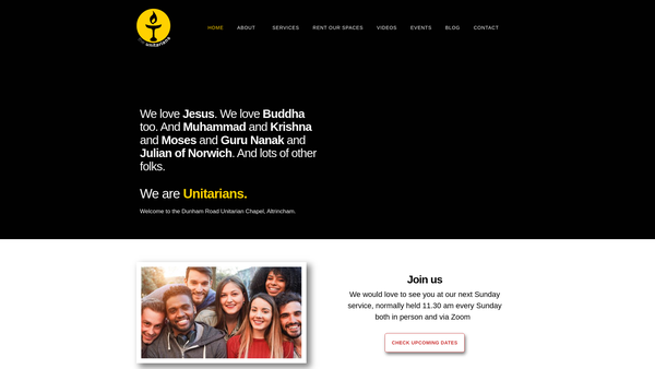 Screenshot of the Funds Held In Connection With The Dunham Road Unitarian Chapel website