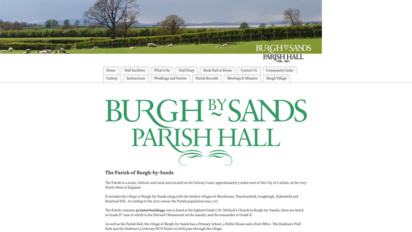 Screenshot of the Burgh By Sands Public Hall website