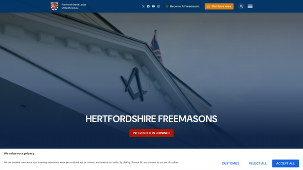 Screenshot of the The Provincial Grand Lodge Of Hertfordshire Benevolent Fund website