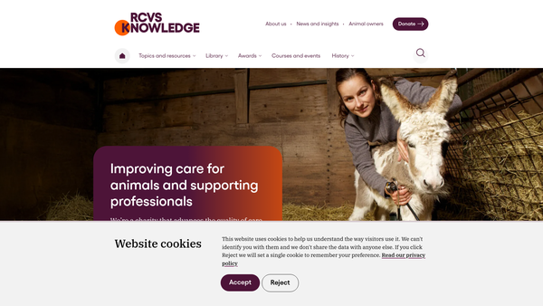 Screenshot of the Royal College Of Veterinary Surgeons Trust website