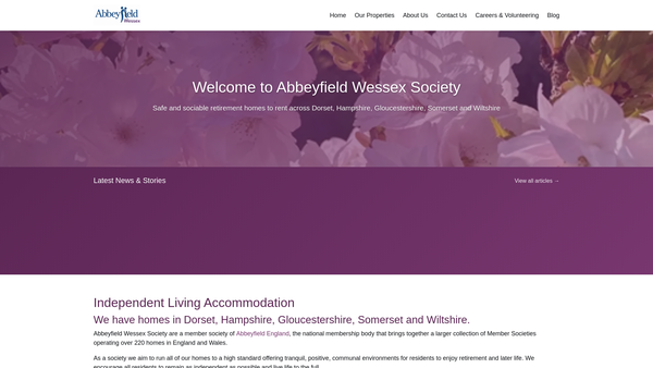 Screenshot of the Abbeyfield Wessex Society Limited website