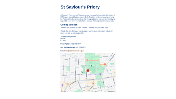 Screenshot of the The Sisters Of St Saviour's Priory website