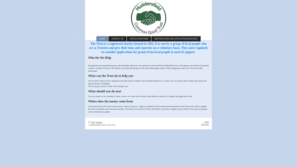 Screenshot of the The County Borough Of Huddersfield Common Good Trust website