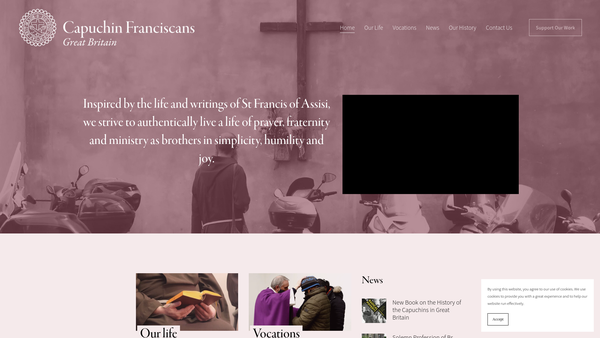 Screenshot of the O.f.m. Capuchin GB Charitable Trust website