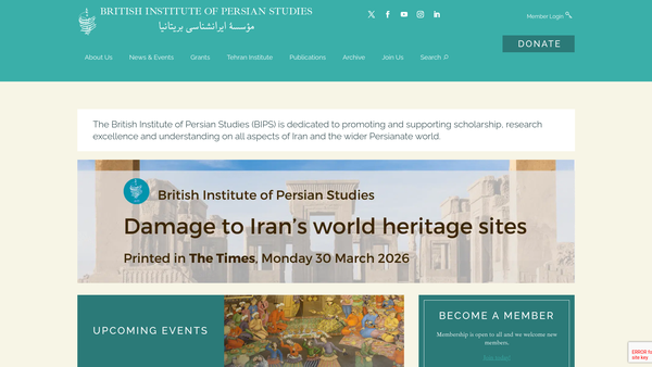 Screenshot of the The British Institute Of Persian Studies website