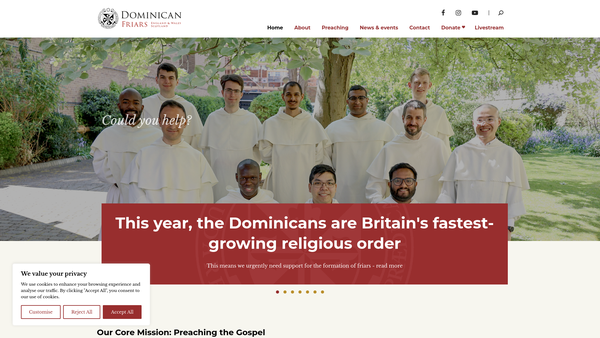 Screenshot of the The English Province Of The Order Of Preachers website