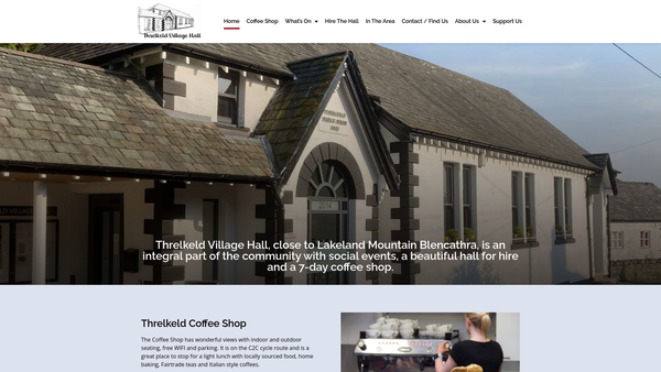 Screenshot of the Threlkeld Village Hall Trust website
