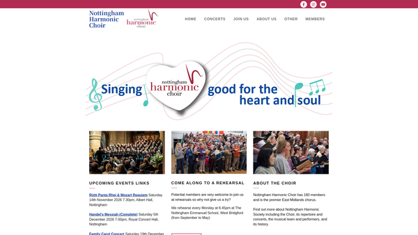 Screenshot of the The Nottingham Harmonic Society website