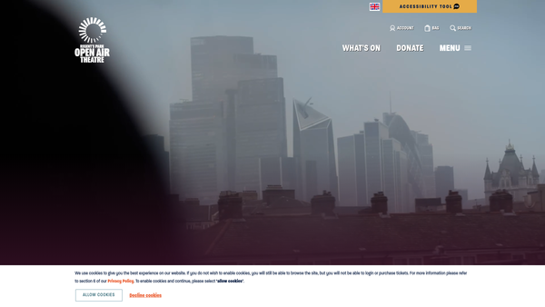 Screenshot of the Regent's Park Theatre Limited website