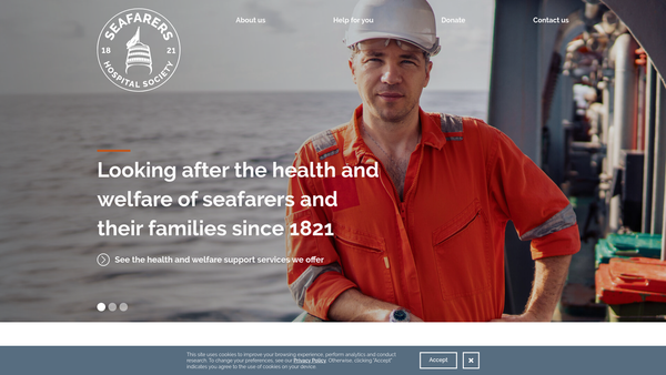 Screenshot of the Seafarers Hospital Society website