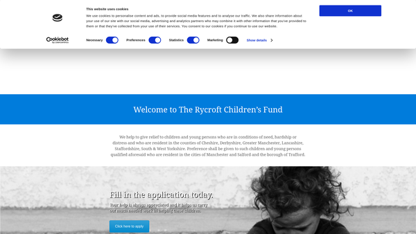 Screenshot of the Rycroft Children's Fund website