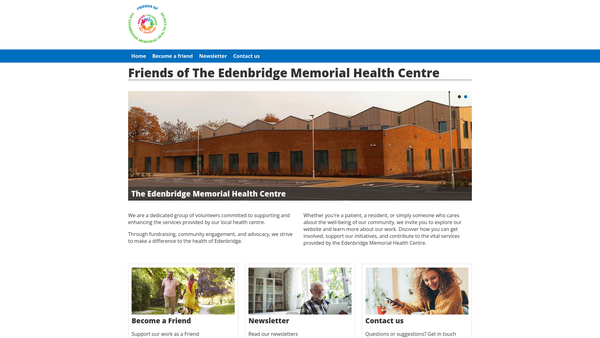 Screenshot of the The League Of Friends Of Edenbridge And District War Memorial Hospital website