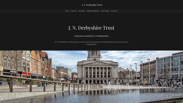 Screenshot of the J N Derbyshire Trust website