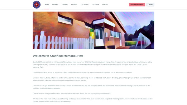 Screenshot of the Clanfield Parish Institute website