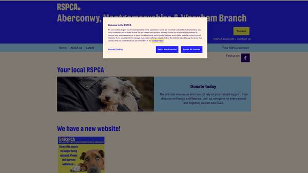 Screenshot of the Royal Society For The Prevention Of Cruelty To Animals Wrexham District And Deeside Branch website