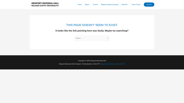Screenshot of the The Newport Memorial Hall (Neuadd Goffa, Trefdraeth) website