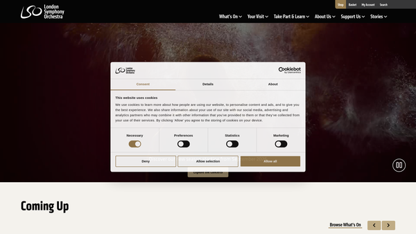 Screenshot of the The London Symphony Orchestra Limited website