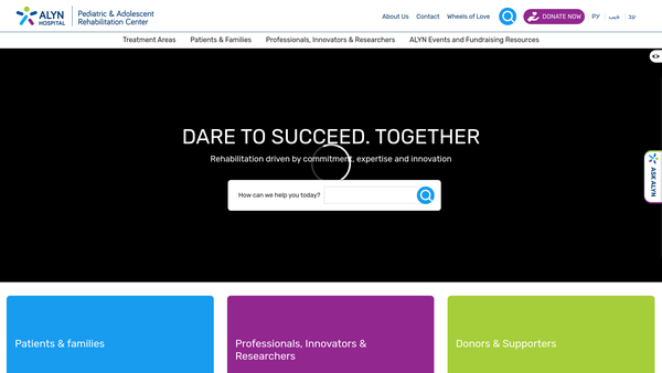 Screenshot of the The Friends Of Alyn Orthopaedic Hospital For Children, Jerusalem website