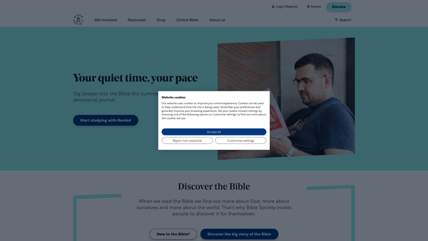 Screenshot of the The British And Foreign Bible Society website