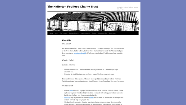 Screenshot of the The Nafferton Feoffees Charities Trust website