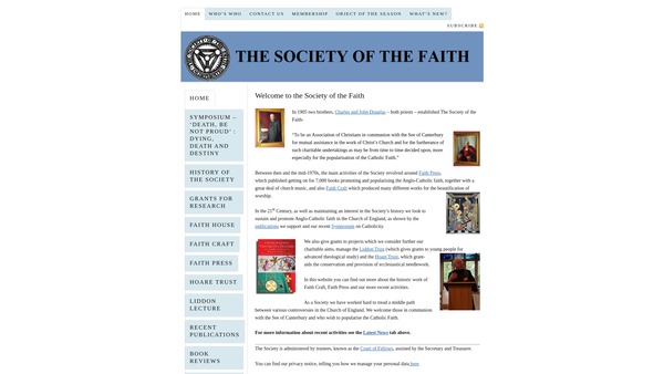 Screenshot of the The Society Of The Faith (Incorporated) website