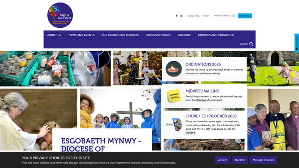 Screenshot of the Monmouth Diocesan Trust website