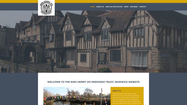 Screenshot of the The King Henry Viii Endowed Trust, Warwick website