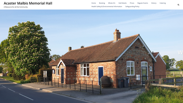 Screenshot of the Acaster Malbis Memorial Hall website