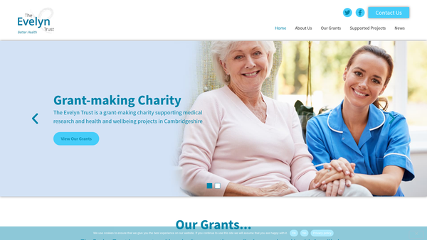 Screenshot of the The Evelyn Trust website