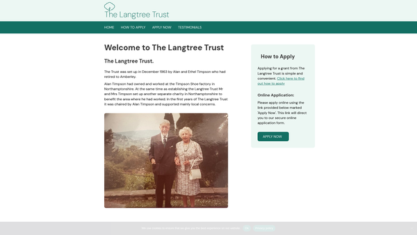 Screenshot of the The Langtree Trust website